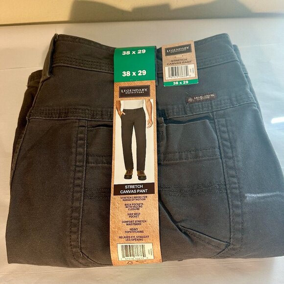 Legendary Outfitters Stretch Canvas Pants Men's Size 38X29 Gray Relaxed Fit - Picture 2 of 12